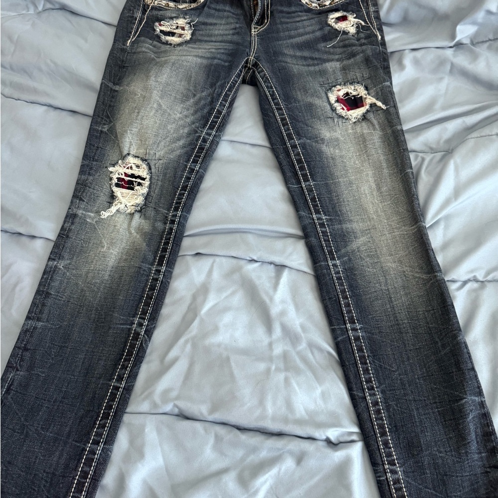 Miss Me Dark Wash Distressed Skinny Jeans